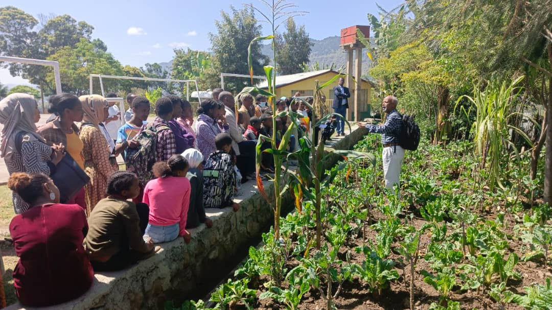 Children participating in nutrition and balcony gardening activity